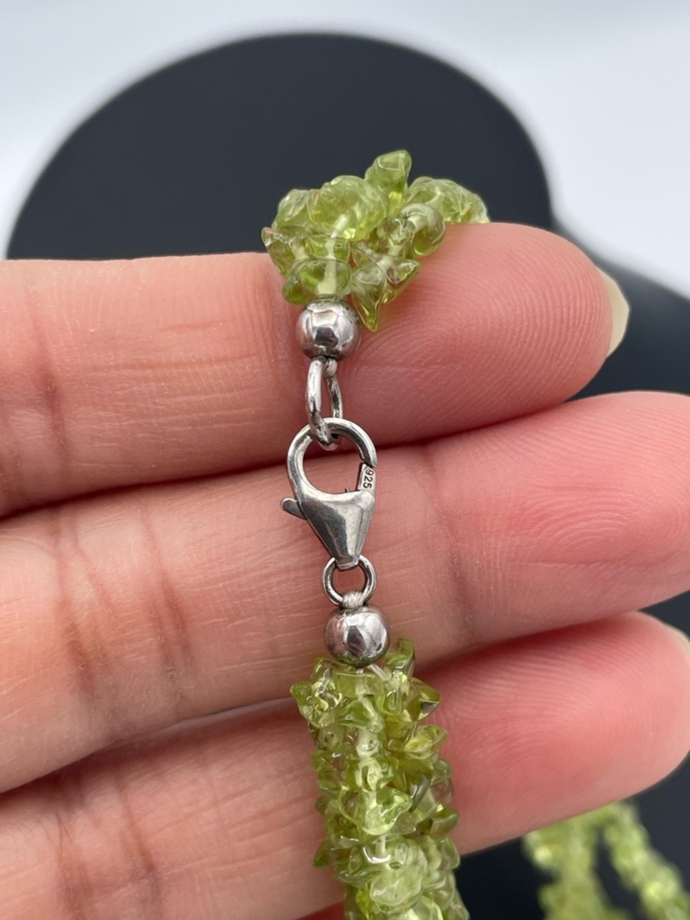 Natural Peridot Multi Strand Chip Necklace Sterling Silver 925 Clasp 216 ct |43g - Picture 3 of 7